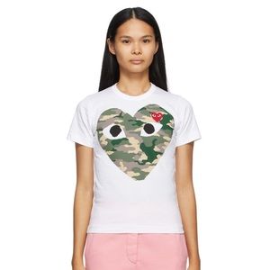 Comme des garçons White Camo Heart T-shirt